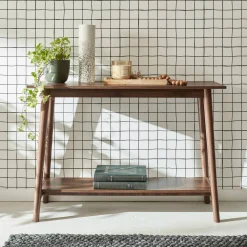 110cm console table with walnut wood effect