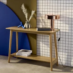 110cm console table with walnut wood effect