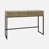 120cm contemporary console in grooved wood effect