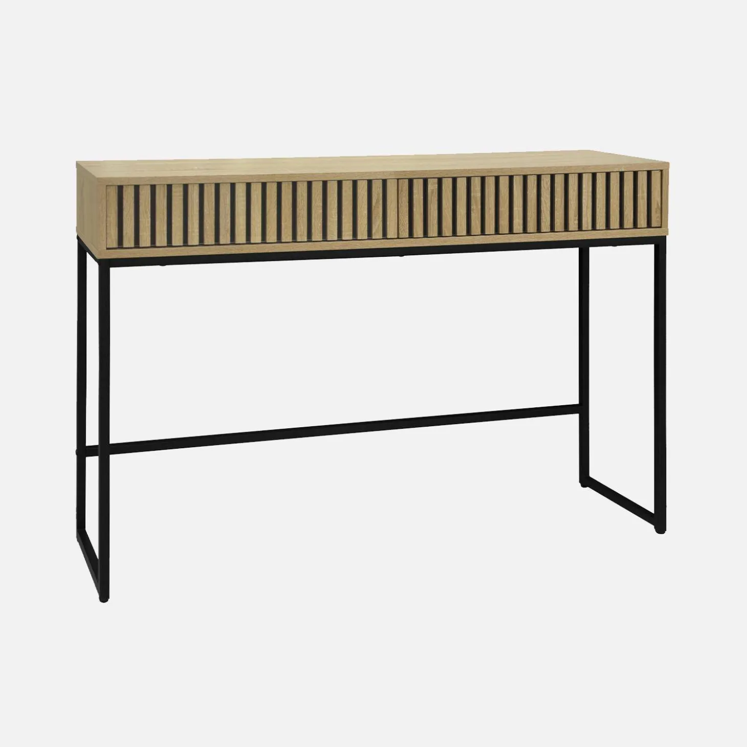 120cm contemporary console in grooved wood effect
