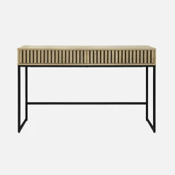 120cm contemporary console in grooved wood effect