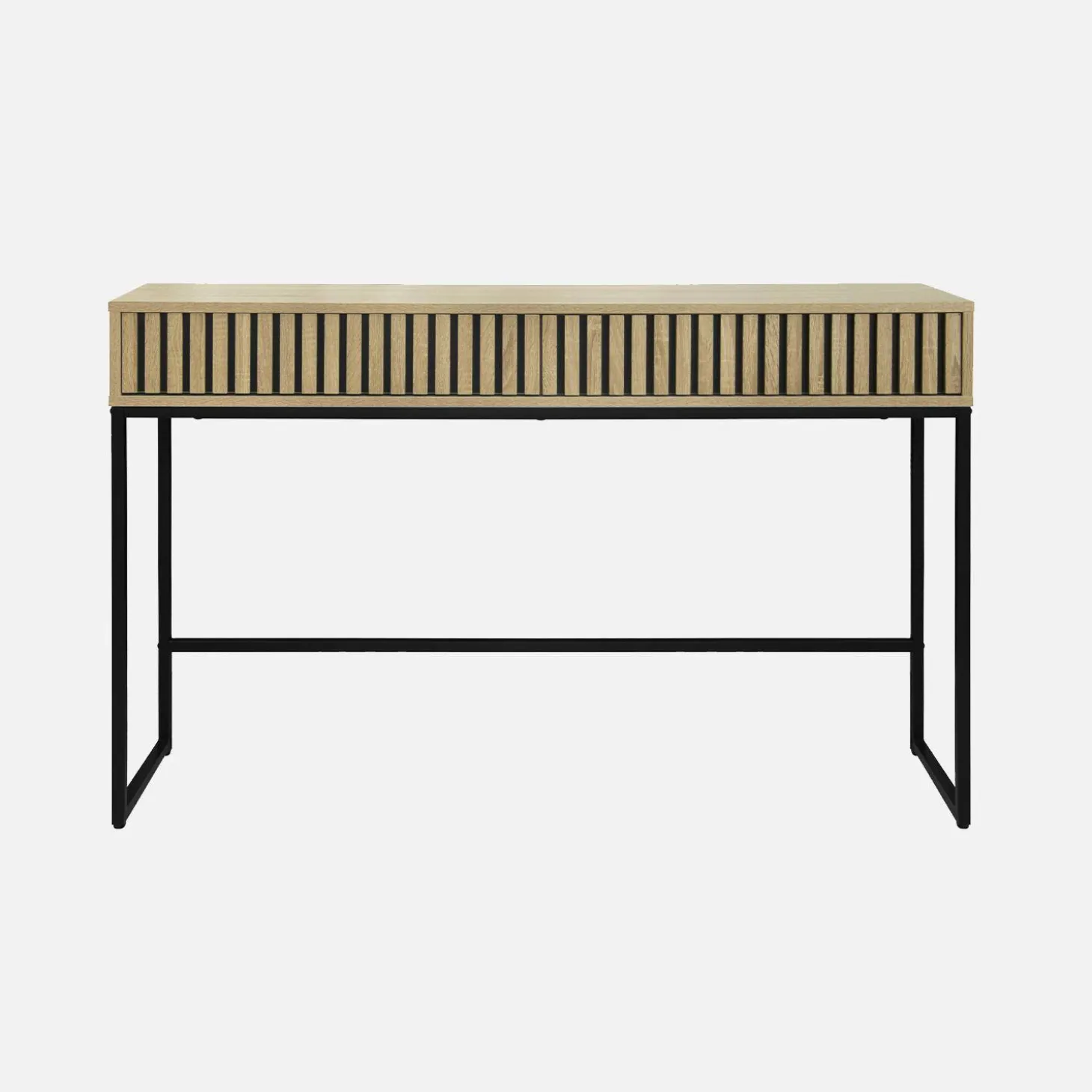 120cm contemporary console in grooved wood effect