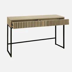 120cm contemporary console in grooved wood effect