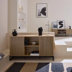 140cm contemporary sideboard, wood-effect and 2 doors