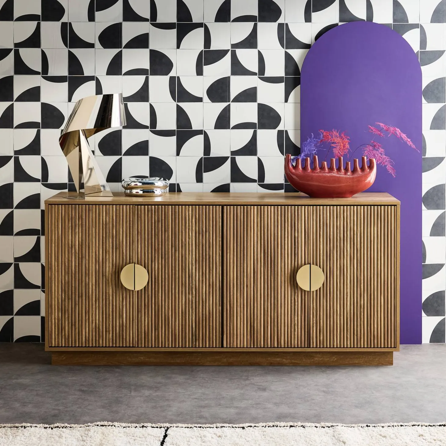 160cm exotic 4-door mango wood effect sideboard