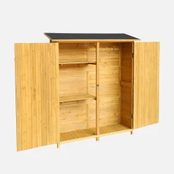 140 cm garden shed in fir wood, 4 storage spaces