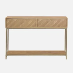 110cm herringbone console table with 2 drawers