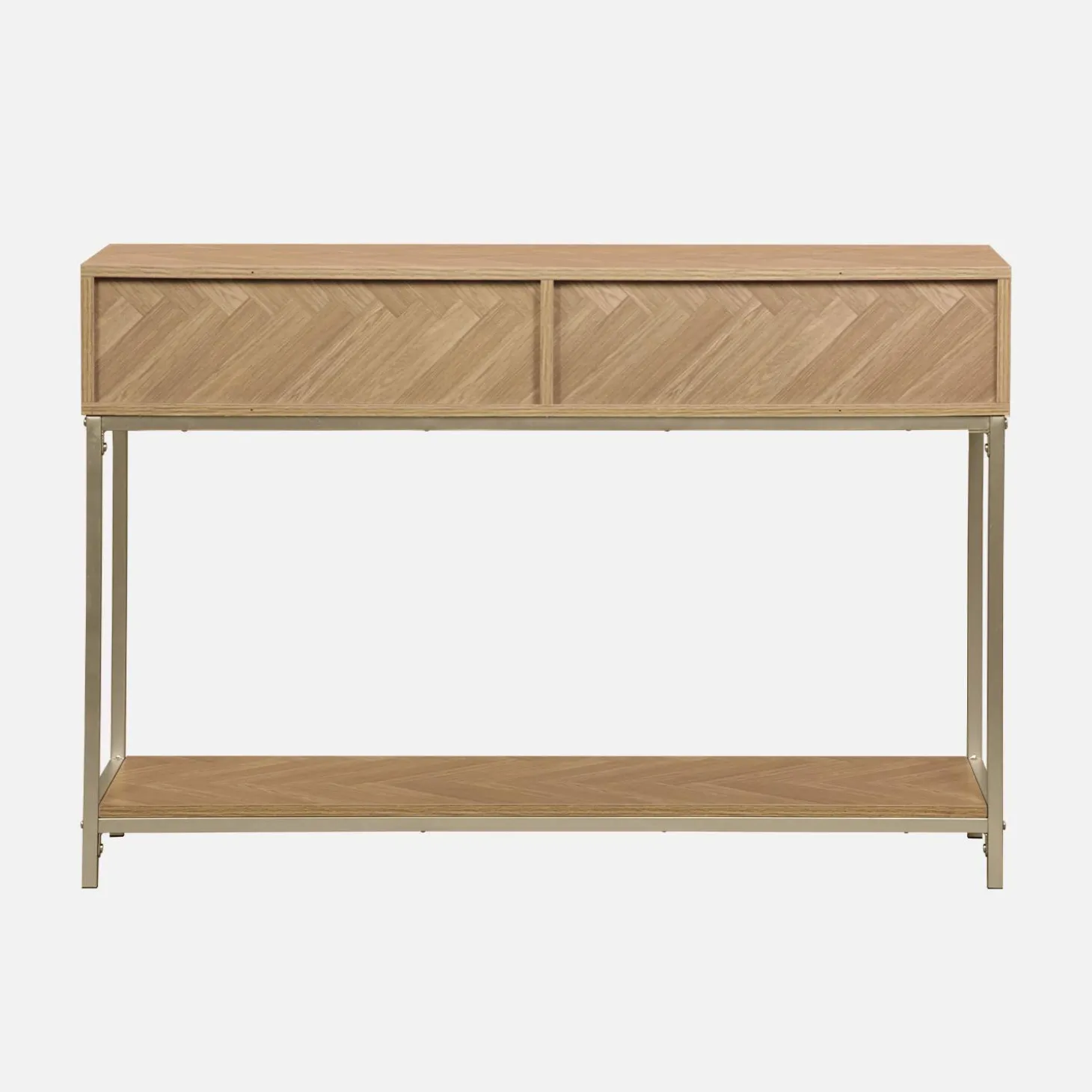 110cm herringbone console table with 2 drawers