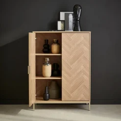 110cm herringbone storage cabinet with 2 doors