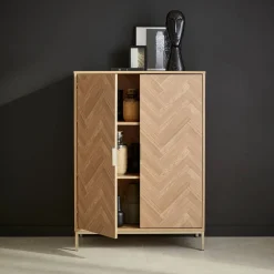 110cm herringbone storage cabinet with 2 doors