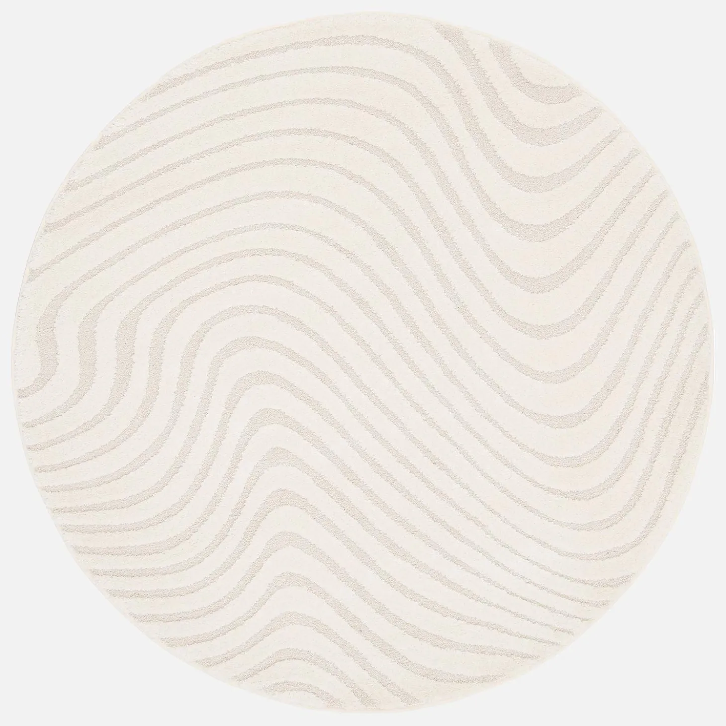 160cm interior rug with wavy patterns, cream