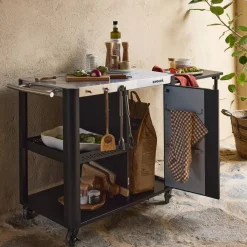 94.5cm outdoor stainless steel cart with folding shelf