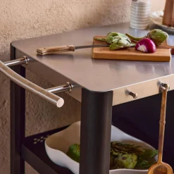 94.5cm outdoor stainless steel cart with folding shelf