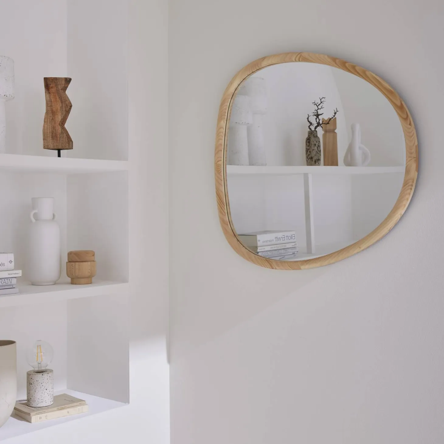 75cm oval wooden mirror