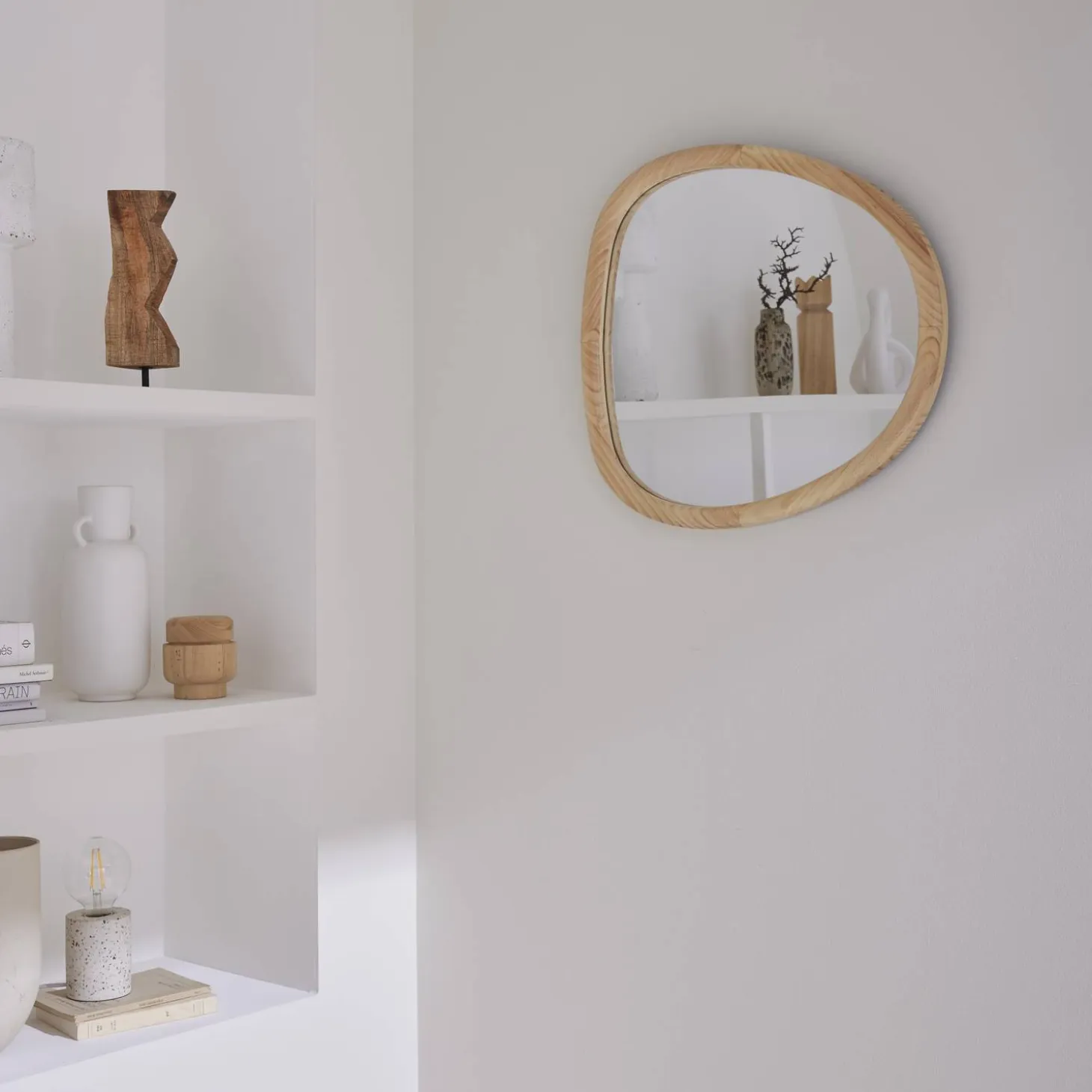 55cm oval wooden mirror