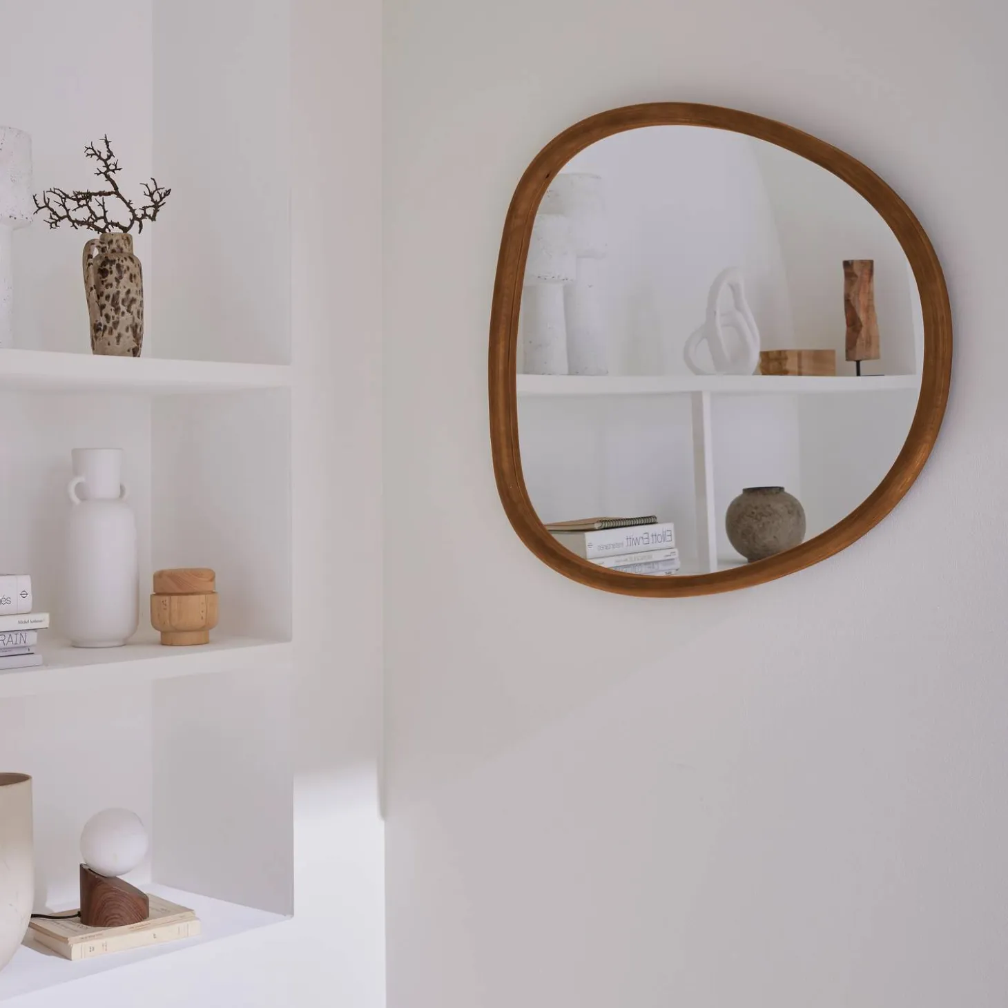 75cm oval wooden mirror