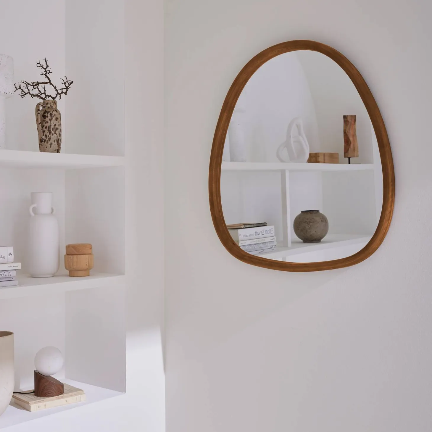75cm oval wooden mirror