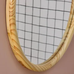 60cm round pine wooden mirror