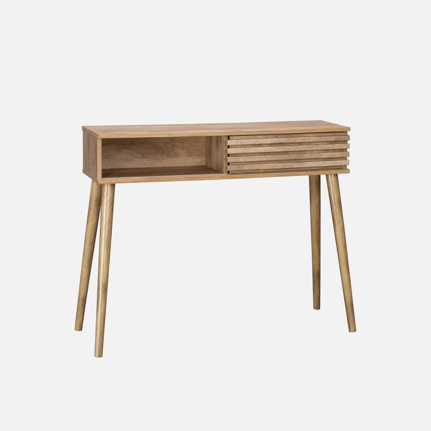 100cm scandi-style console, grooved wood effect