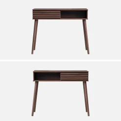 100cm scandi-style console, grooved wood effect
