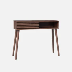 100cm scandi-style console, grooved wood effect