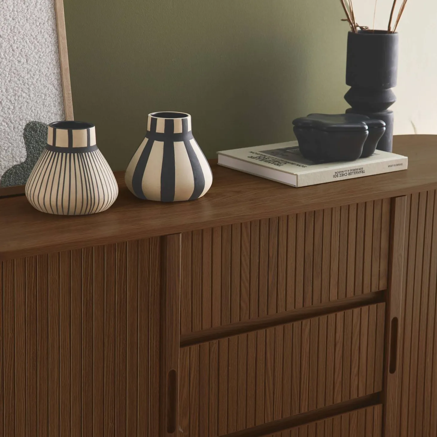 150cm scandi-style sideboard with 2 sliding doors and 3 drawers