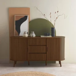 150cm scandi-style sideboard with 2 sliding doors and 3 drawers