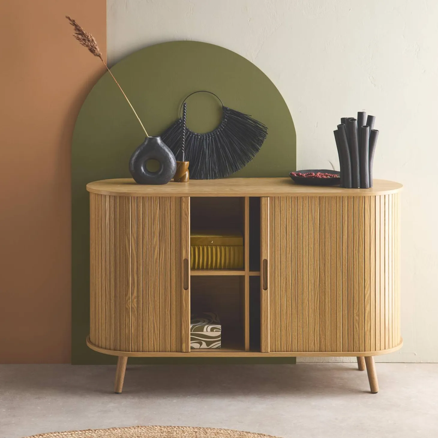 120cm scandi-style sideboard with 2 sliding doors