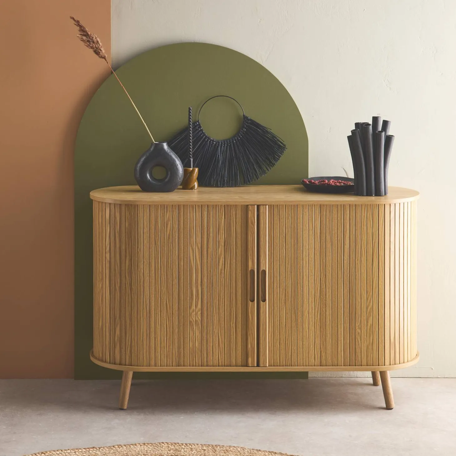 120cm scandi-style sideboard with 2 sliding doors