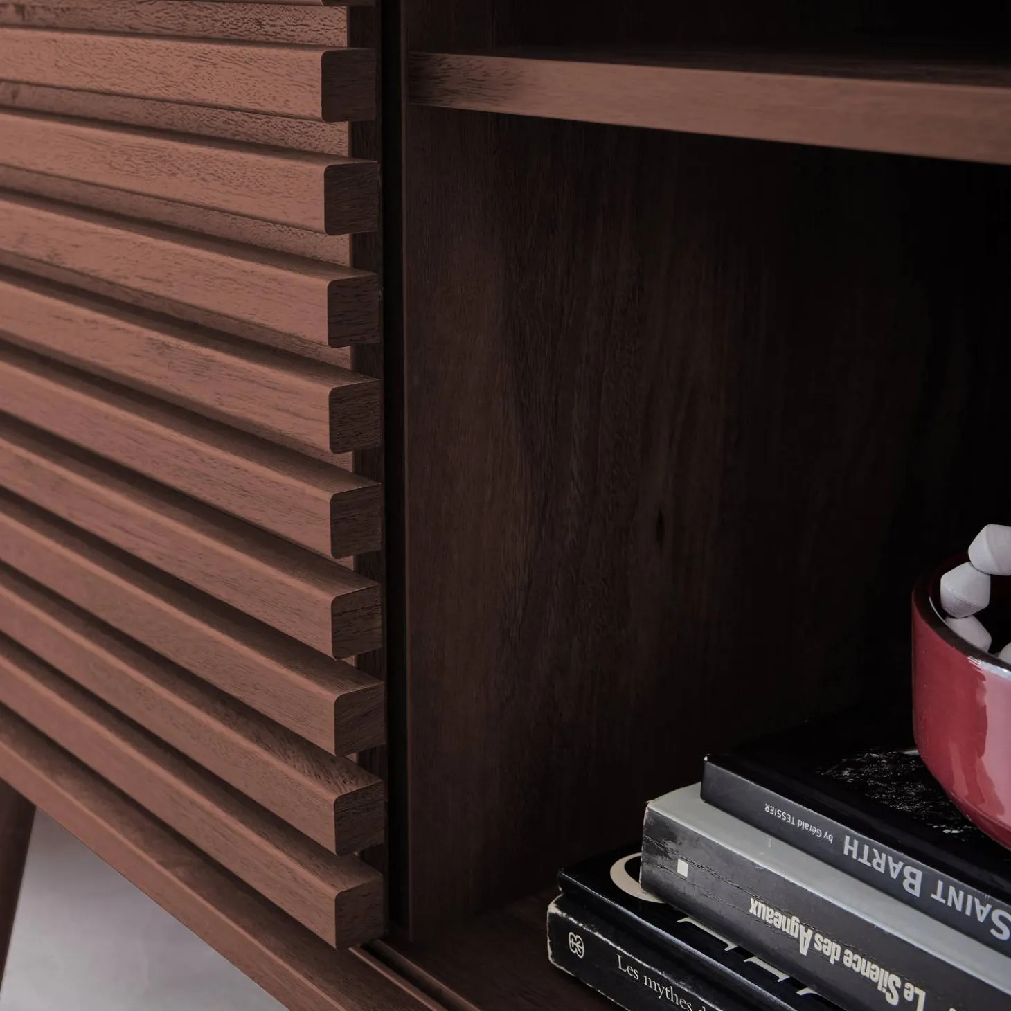 80cm scandi-style sideboard, wood effect and sliding door