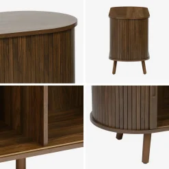 120cm scandi-style TV unit with grooved wooden effect and 2 sliding doors