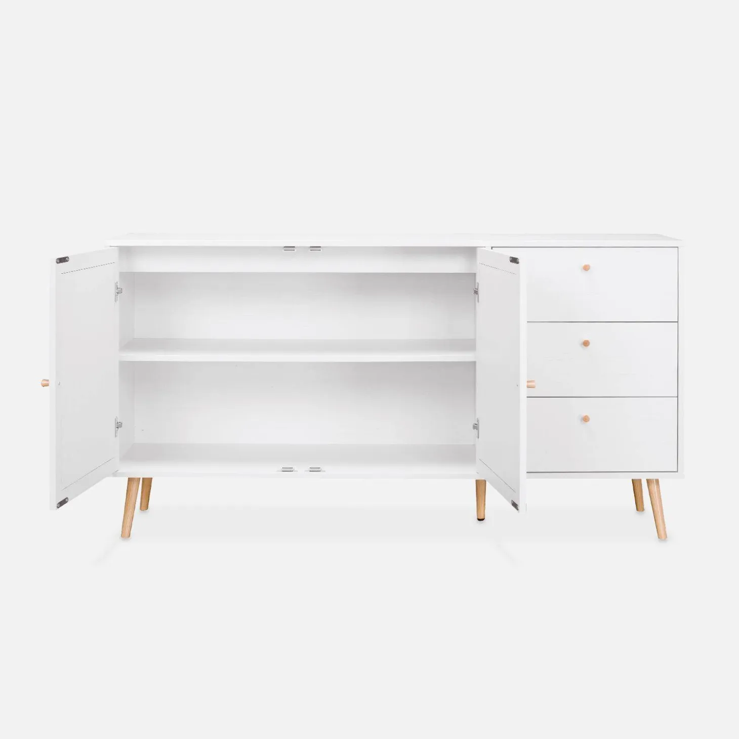 150cm scandi-style wooden and cane effect sideboard