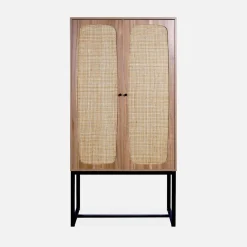 165cm sideboard with wood and cane effect