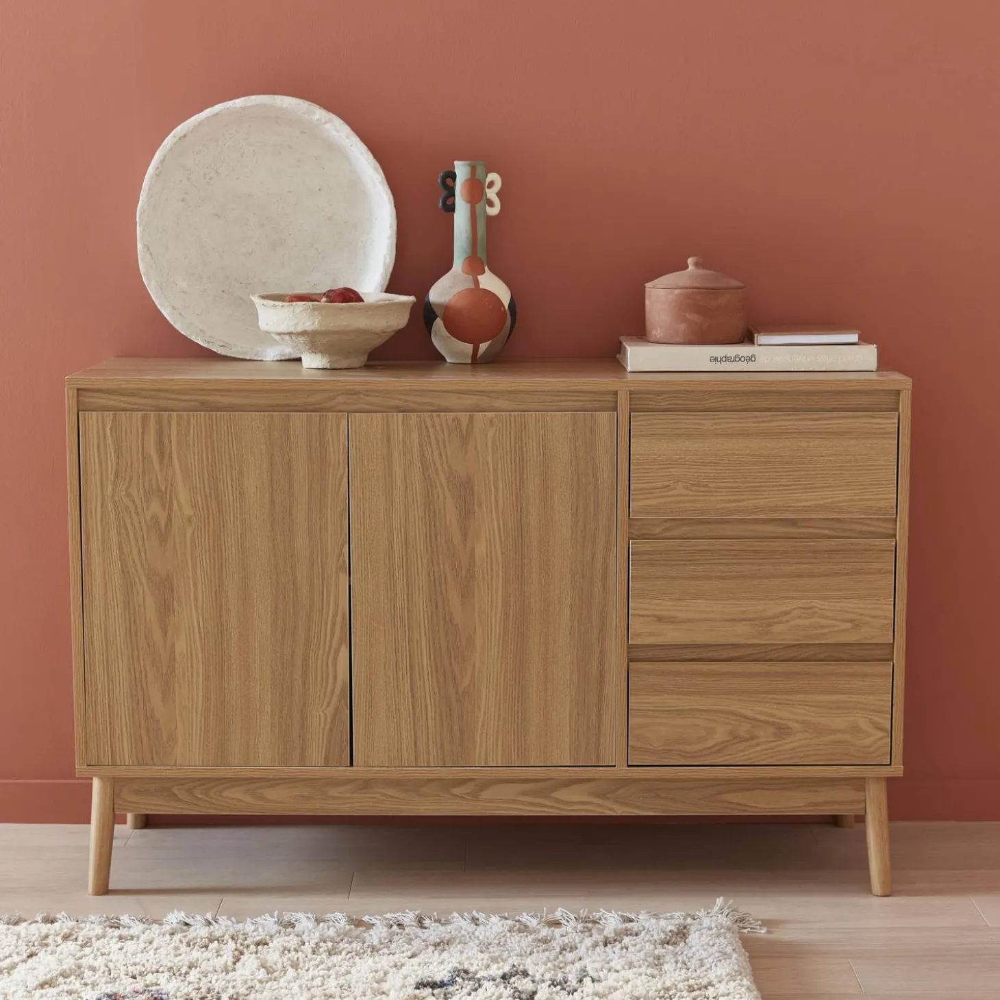 120cm sideboard with wood-effect and 2 doors