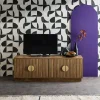 140cm TV unit exotic wooden effect 4 doors
