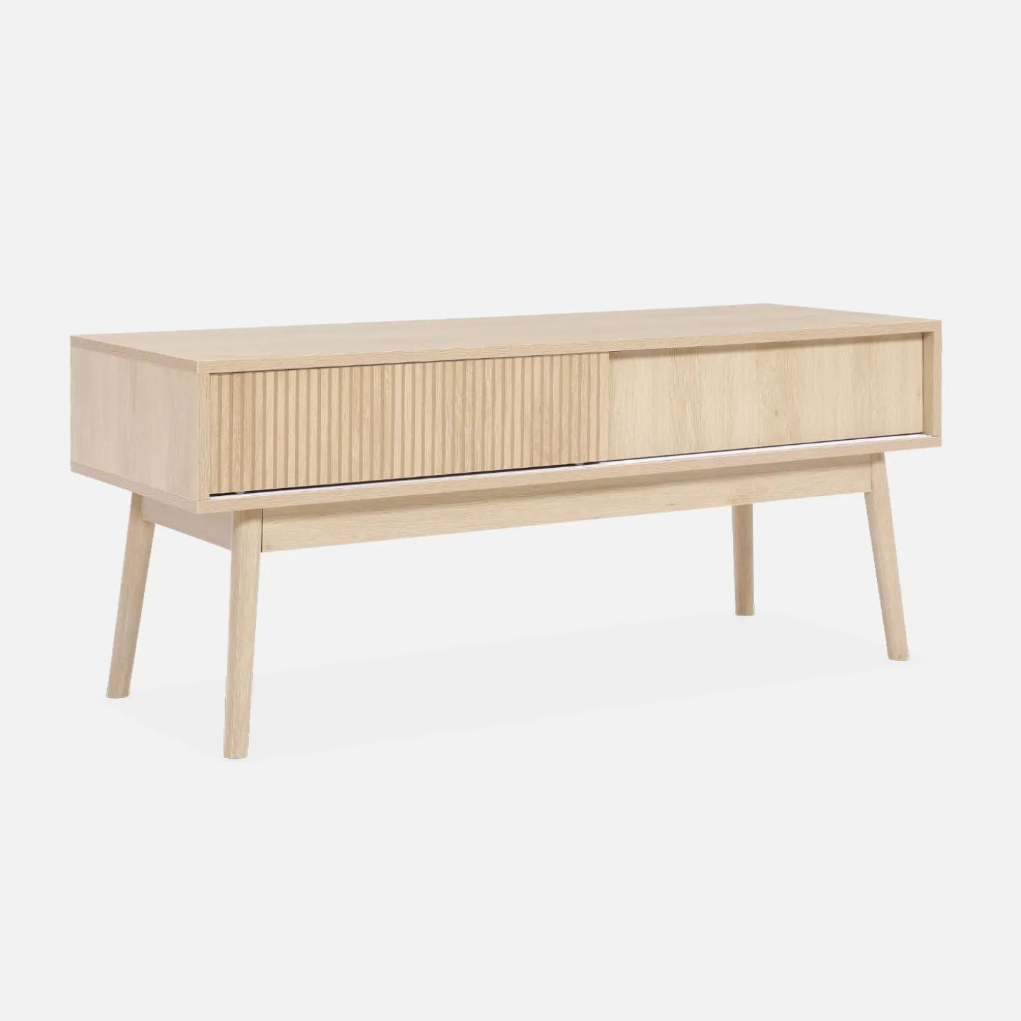 115cm TV unit grooved wood detail 2 doors