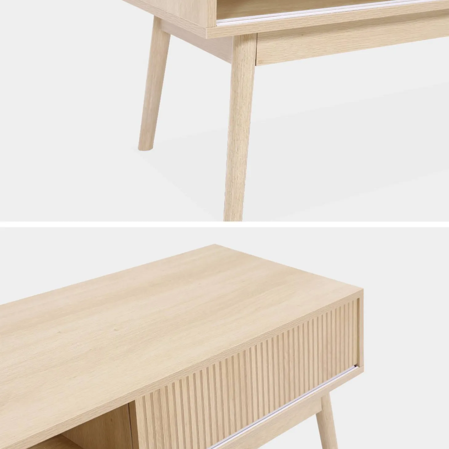 115cm TV unit grooved wood detail 2 doors