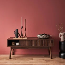 115cm TV unit grooved wood detail 2 doors