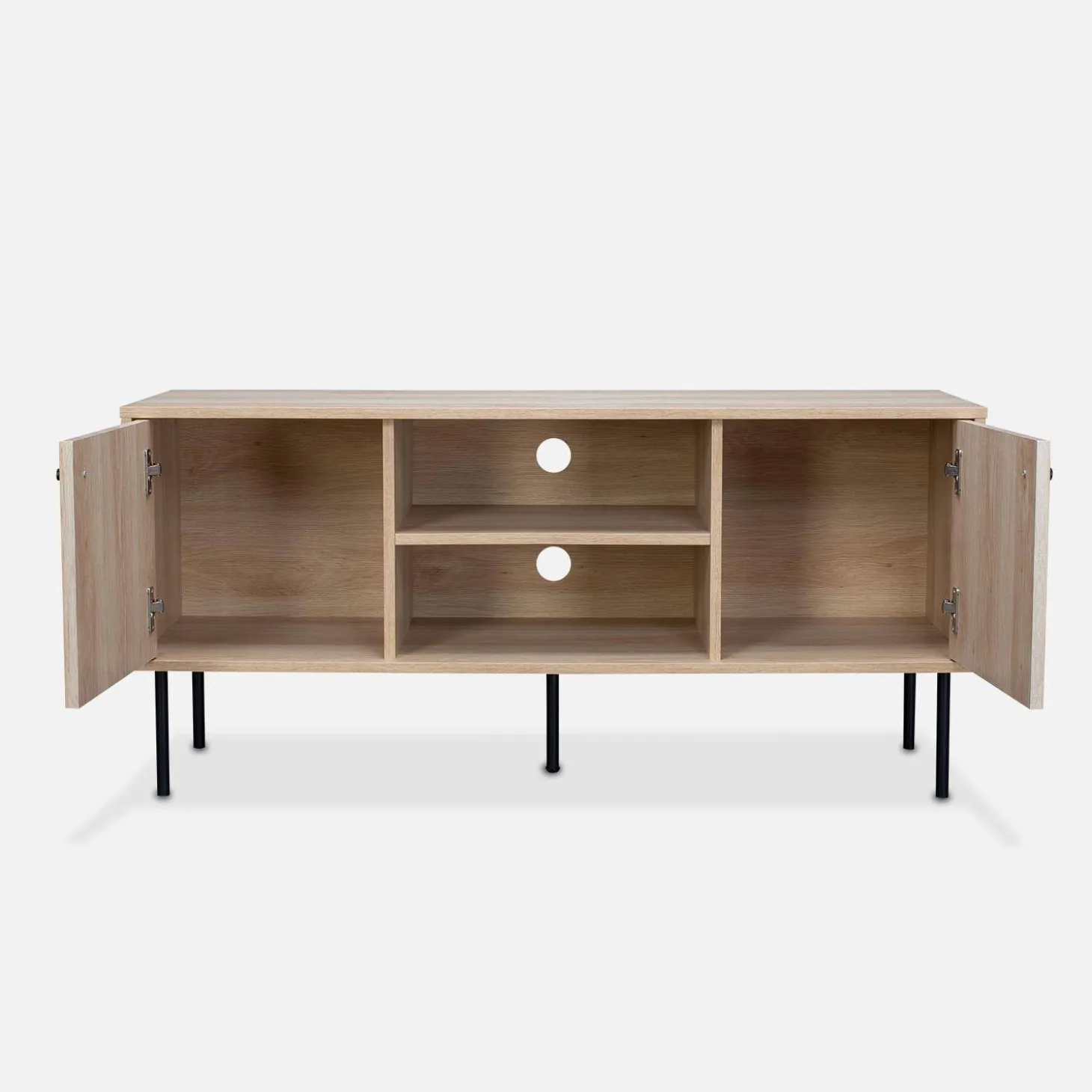 120cm TV unit grooved wooden effect 2 doors