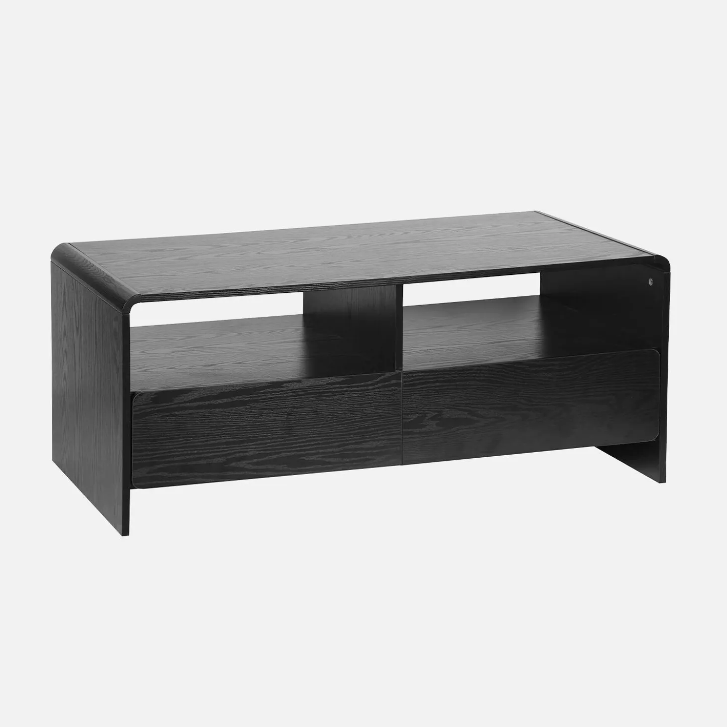 110cm TV unit rounded wood effect 2 drawers