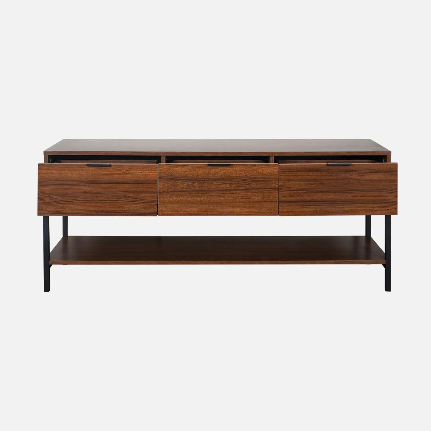 130cm TV unit walnut wooden effect 3 drawers