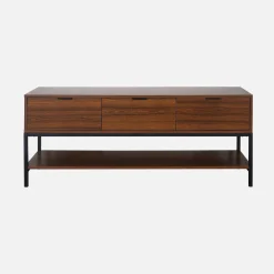 130cm TV unit walnut wooden effect 3 drawers