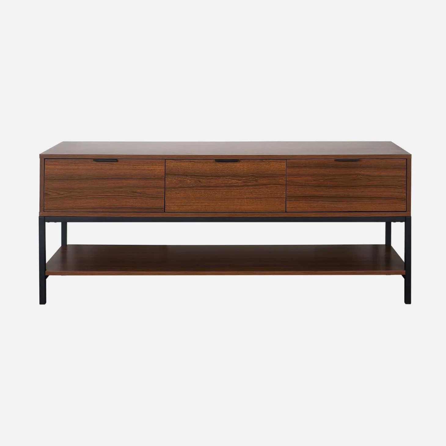 130cm TV unit walnut wooden effect 3 drawers