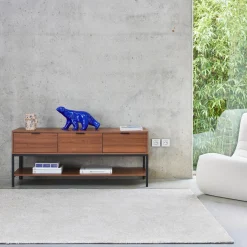 130cm TV unit walnut wooden effect 3 drawers