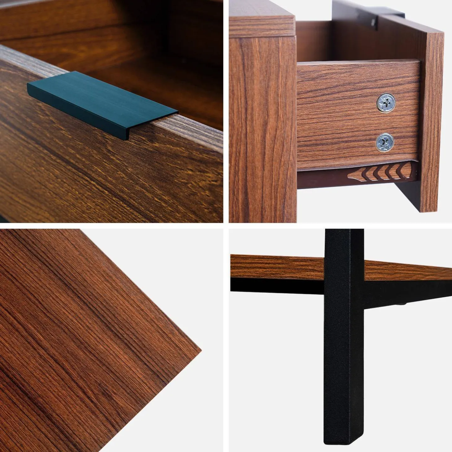 130cm TV unit walnut wooden effect 3 drawers