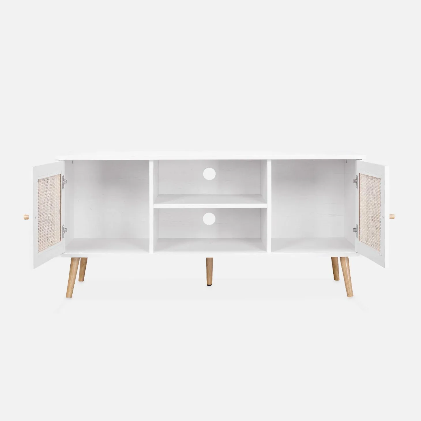 120cm TV unit wooden and cane effect 2 doors