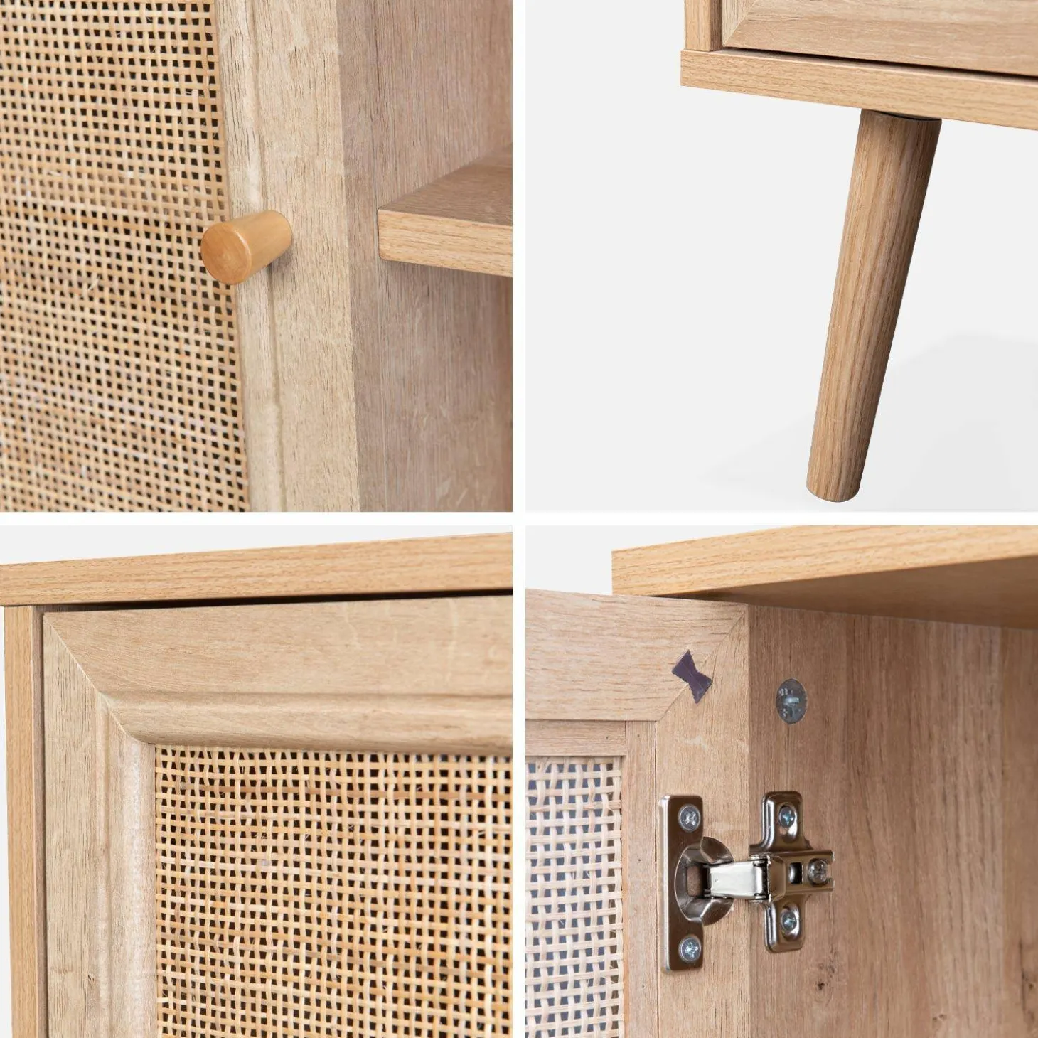 120cm TV unit wooden and cane effect 2 doors
