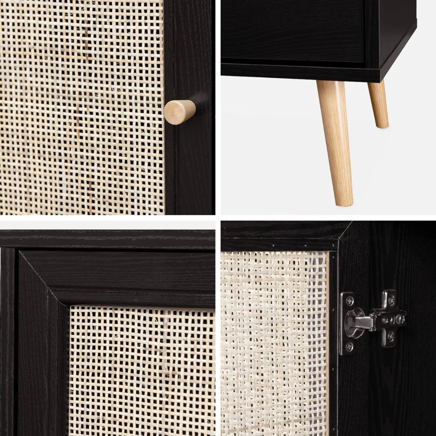 120cm TV unit wooden and cane effect 2 doors