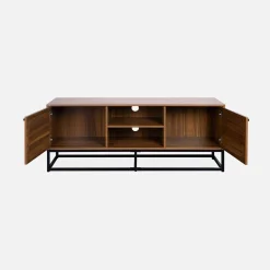 140cm TV unit wooden effect and rounded cane 2 doors