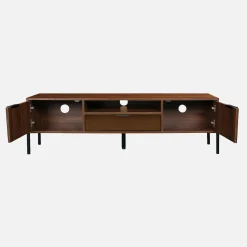 151.5cm vintage TV unit walnut wooden effect 2 doors 1 drawer